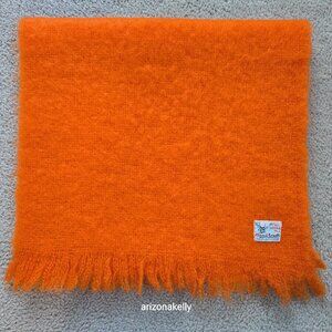 Vintage Hand Acraft Mohair & Wool Scarf Vibrant Orange
